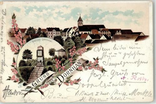 72175 W7242 Dornhan 1899 Lithographie Bühler Denkmal