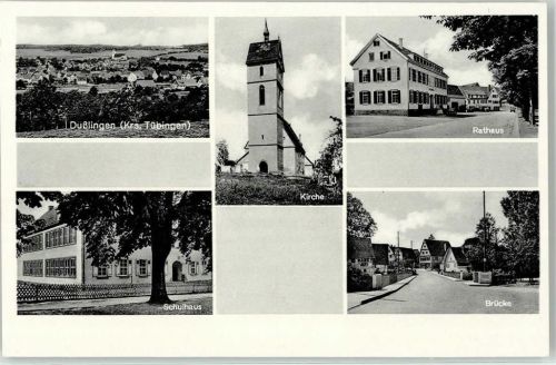 Dußlingen Schulhaus Kirche Rathaus Brücke