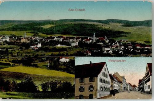 Stockach 1912 Hauptstraße Wein Handlung Gasthaus Löwen