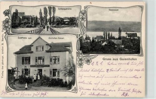Gaienhofen 1909 Gasthaus zum deutschen Kaiser Landungsbrücke