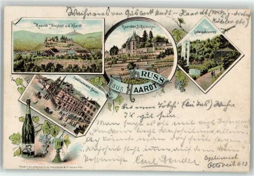 Haardt 1897 Haardter Schlösschen Ludwigsbrunnen Etablissement Bauer