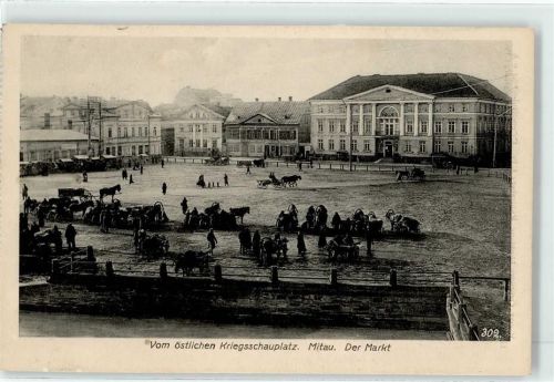 Mitau 1916 Marktplatz Feldpost WK I 6. Res.Div.