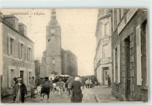 Carrouges 1907 Kirche Marktszene