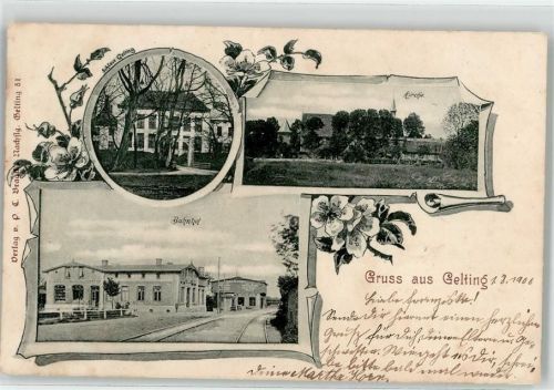 24395 W2342 Gelting , Angeln 1900 - Bahnhof Kirche Schloss