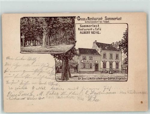 Heiligensee 1898 Gasthaus Sommerlust Albert Neye Schulzendorf b Tegel