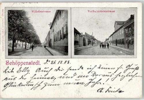 38154 W3308 Schöppenstedt 1903 Collage Wilhelmstrasse Wolfenbüttelerstrasse