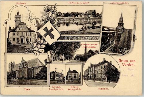27283 W2810 Verden Aller 1906 - Rathaus Johanniskirche Dom Königliches Landgericht Amtsgericht