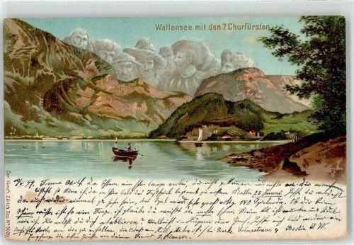 Walensee Wallensee 7 Churfürsen Berggesicht 1899 Künstlerkarte