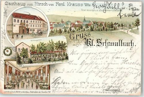 Schwalbach 1897 Gasthaus zum Hirsch Besitzer Ferd. Krauss Wirtsgarten