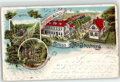 Neu-Isenburg 1899 Waldbahn Bahnhof Gartenwirtschaft zur Neuen Anlage