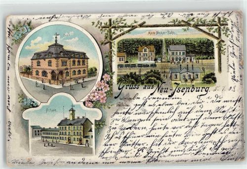 Neu-Isenburg 1903 Postamt Main Neckar Bahn Bahnhof Schule