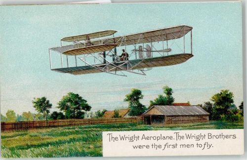 Gebrüder Wright mit ihrem Flugzeug
