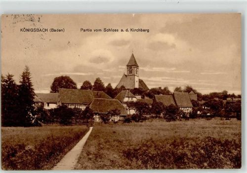 75203 W7535 Königsbach-Stein 1912 - Schloss Kirchberg Bahnpost Karlsruhe Zug Nr. 1220