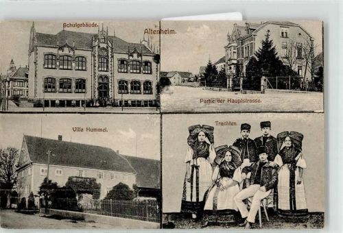 77743 W7607 Altenheim , Baden 1914 - Hauptstrasse Villa Trachten Feldpost