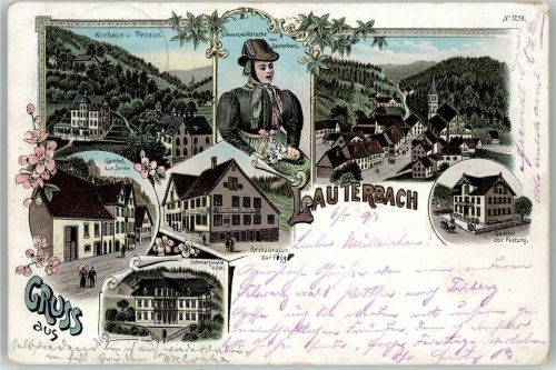 78730 W7233 Lauterbach , Schwarzw - Kurhaus Gasthaus zur Sonne zur Festung Schwarzwald Hotel Tracht Schwarzwald