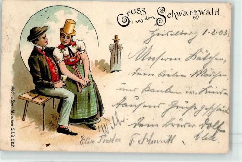 1903 Tracht Frau mit Zylinder Wein Werbung Harmonie Heidelberg