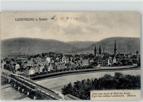 Ladenburg 1912 Neckarbrücke Eisenbahn