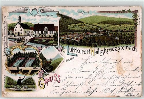Heiligkreuzsteinach 1900 Gasthaus zum Löwen Forellenweier Kirche