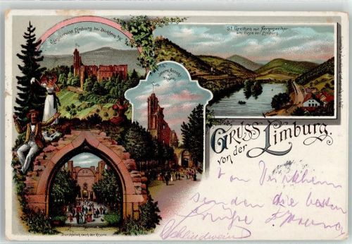 Limburg 1897 Klosterruine Durchblick Turm Limburg
