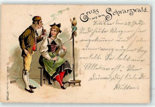 1901 Handspindel Spinnhandwerk Maus Tracht Pfeife