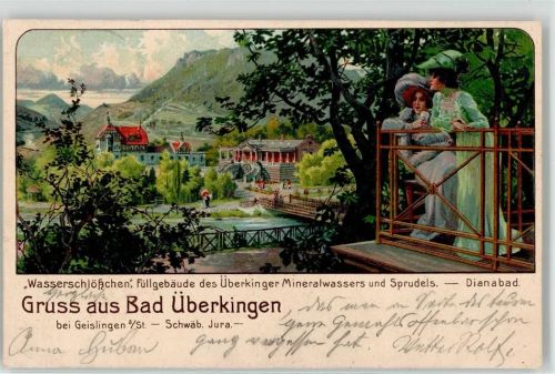 Bad Überkingen 1904 Wasserschlösschen Füllgebäude des Überkinger Mineralwassers und Sprudels Dianabad