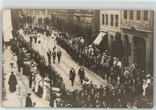 Neunkirchen 1912 Festzug Hauptstrasse Gasthaus Gildenhaus