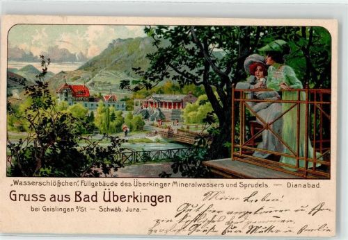 Bad Überkingen 1904 Wasserschlösschen Füllgebäude des Überkinger Mineralwassers und Sprudels Dianabad