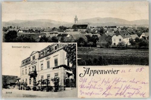 77767 W7604 Appenweier 1905 Collage Bahnhof-Hotel