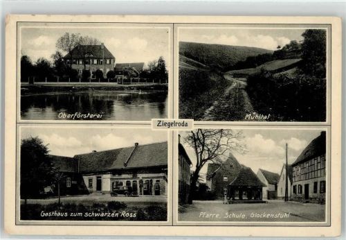 Ziegelroda Oberförsterei Mühltal Gasthaus zum schwarzen Ross Schule Pfarre Glockenstuhl