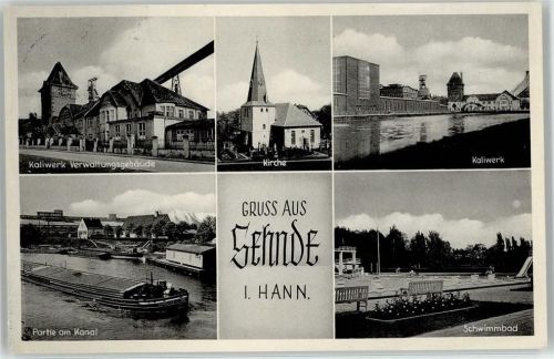 31319 W3163 Sehnde - Kirche Kaliwerk Kanal Schwimmbad Verwaltungsgebäude