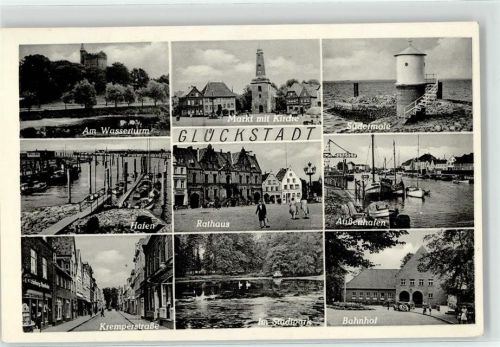 25348 W2208 Glückstadt - Hafen Rathaus Wasserturm Kremperstraße Bahnhof Südermole Kirche Markt