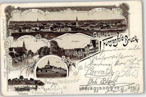 Fürstenfeldbruck 1898 Marktplatz Weiherhaus Kloster Ruderbootpartie