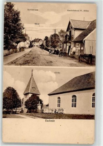 Eschede Marktstrasse Geschäftshaus W.Müller Kirche