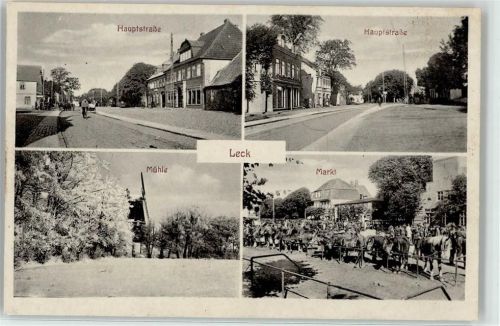 25917 W2262 Leck Collage Hauptstraße Markt Mühle Pferdemarkt