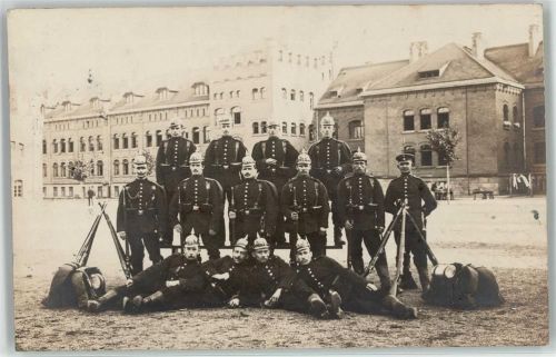 04571 O7209 Rötha 1907 - Uniform Gruppenbild Ort lt. Stempel