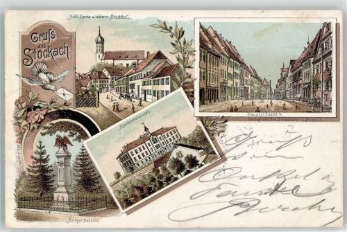 Stockach 1897 Hauptstrasse Krankenheilanstalt Katholische Kirche