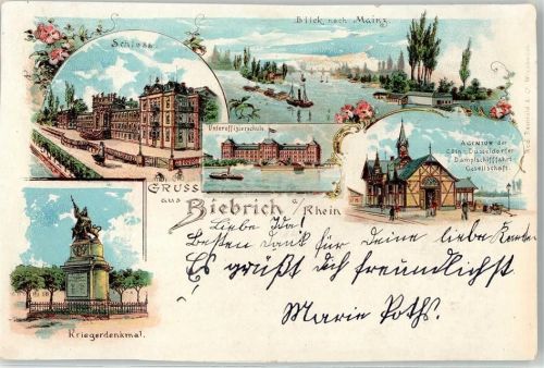 Biebrich 1903 Schloss Kriegerdenkmal Unteroffizierschule