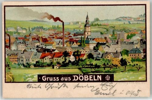 Döbeln 1901 Kirche Fabrikschornstein