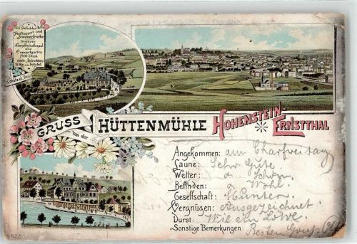 98724 O6422 Ernstthal 1897 Lithographie Hohenstein Hüttenmühle