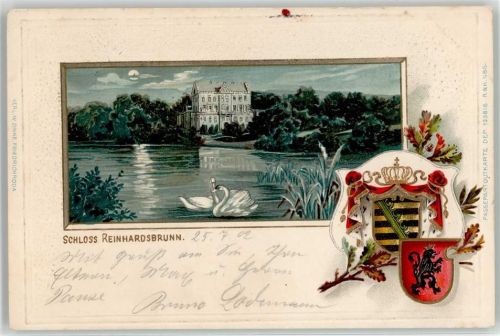 Reinhardsbrunn 1902 Schloss Schwäne See Wappen