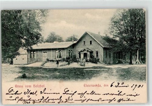 04910 O7904 Elsterwerda 1901 Lithographie Holzhof