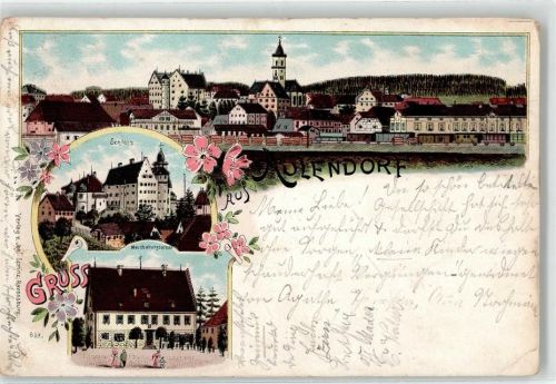 88326 W7960 Aulendorf , Württ 1898 Lithographie Schloss Haushaltungsschule