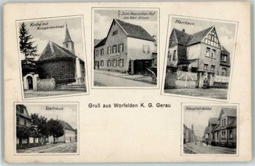 Worfelden Kirche Kriegerdenkmal Pfarrhaus Rathaus Hauptstrasse
