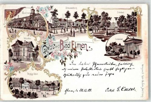 Bad Salzelmen 1900 Elmen Voigt s Hotel Villa Ida Gradirwerk Schwanenteich Erlenbad Lindenbad