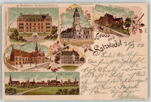 Salzwedel 1900 Reichswaisenhaus Rathausturm Gymnasium Gerichtsgebäude Probstei