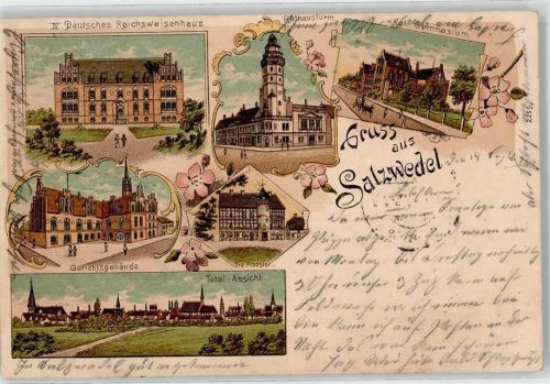 Salzwedel 1899 Reichswaisenhaus Rathausturm Gymnasium Gerichtsgebäude Probstei