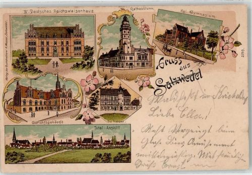 Salzwedel 1900 Reichswaisenhaus Rathausturm Gymnasium Gerichtsgebäude Probstei