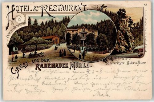 Rabenau 1898 Gasthaus Rabenauer Mühle Zug