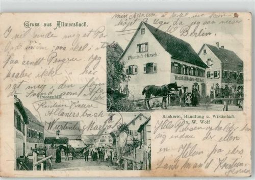 Allmersbach 1906 Gasthaus Hirsch W.Wolf Handlung