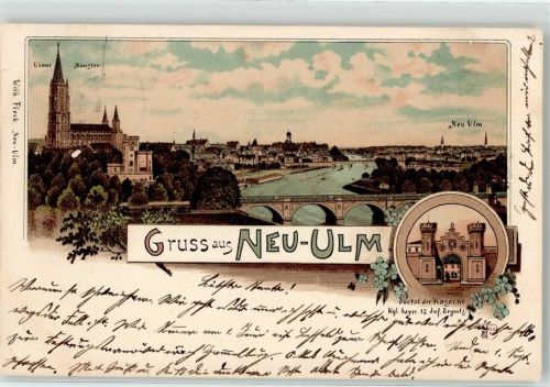 Neu-Ulm 1900 Münster Portal Kaserne 12 Infanterie Regiments
